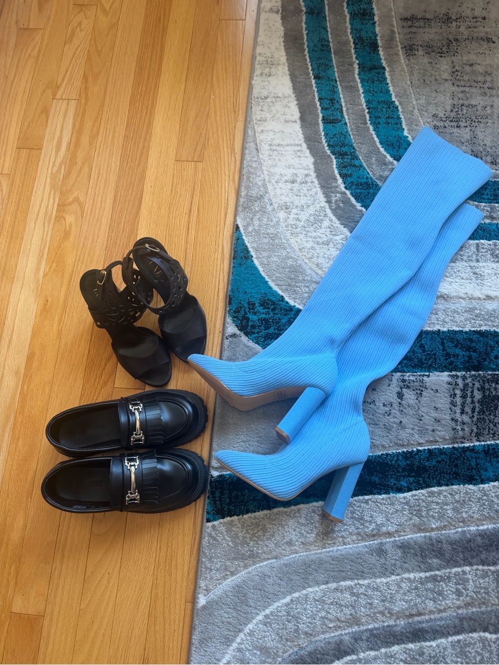 Ardene Black Loafers, EGO Boots, Le Chateau Heels: Three Pairs of shoes